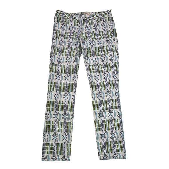 Tory Burch Printed Women's Size 28 Geometric Pattern Skinny Jeans 27" Inseam - Picture 1 of 16